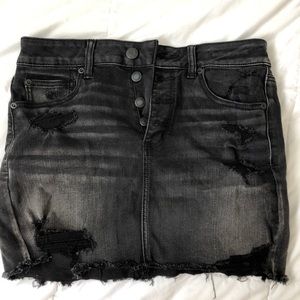 American Eagle Distressed Black Denim Skirt